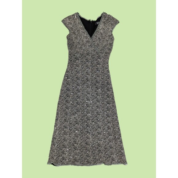 Tadashi Collection Dress XS Tinsel Sequin Cocktail cap sleeve V-neck formal - Picture 3 of 5
